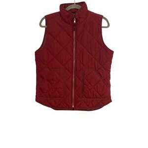 J.Crew Mercantile Quilted Vest Women M Maroon Full Zip Puff Preppy Outdoor Boho